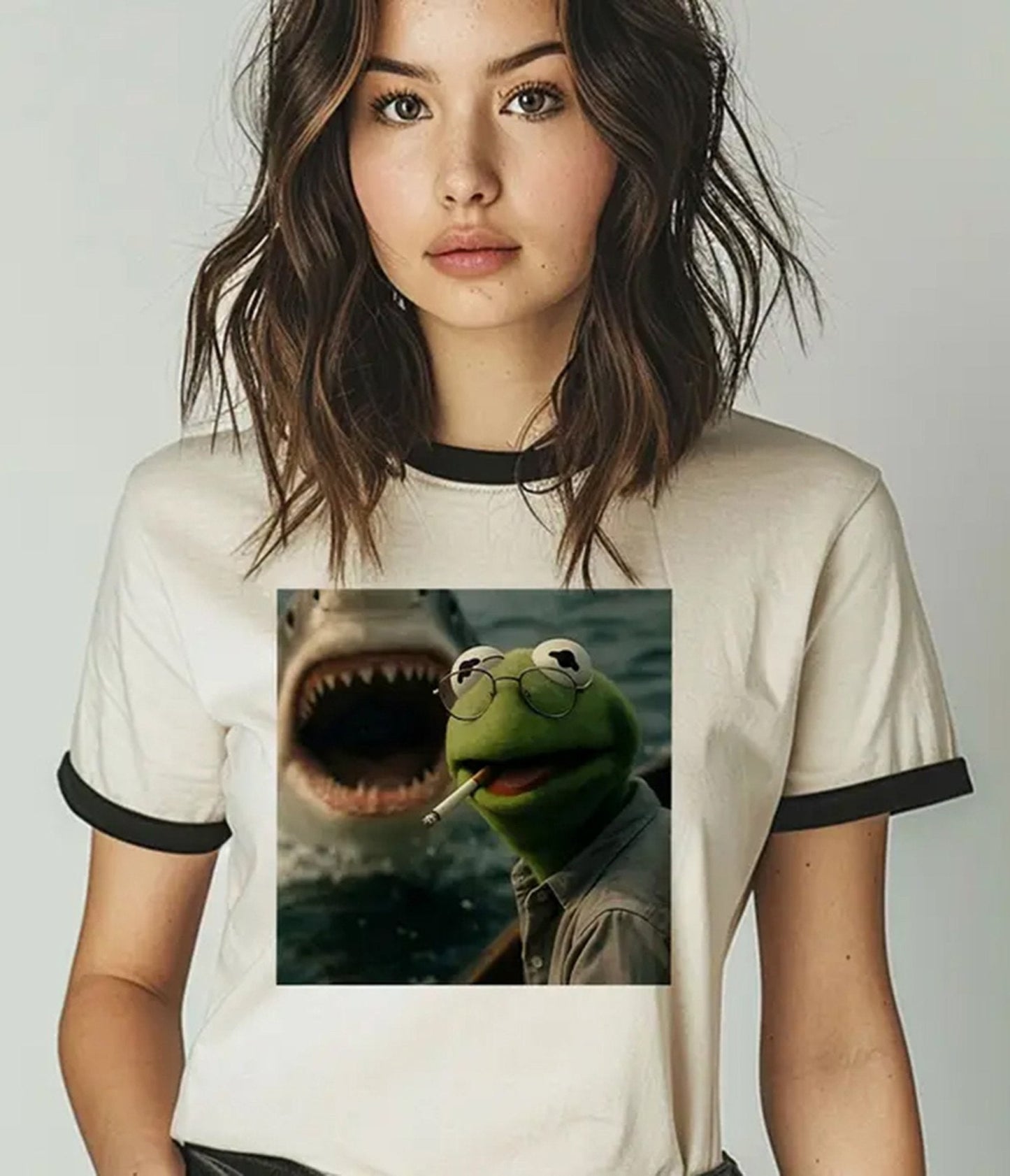 Frog & Shark Unisex Ringer Graphic Tee