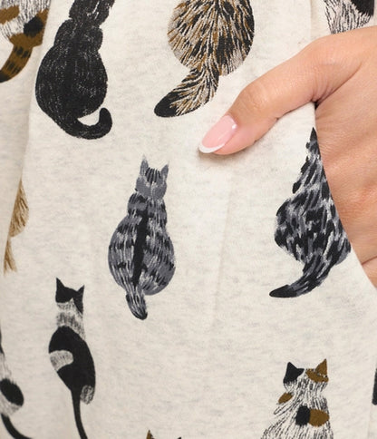 Heather Gray Cat Back Print Sweatpants