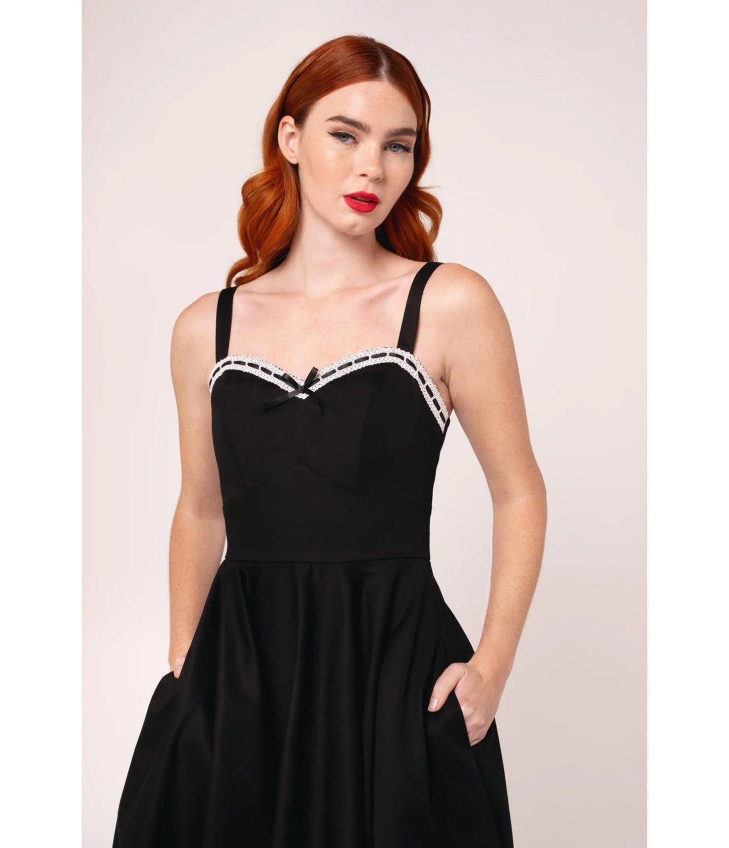 Hell Bunny Black Contrast Trim Swing Dress