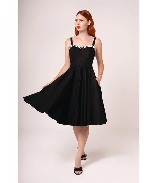 Hell Bunny Black Contrast Trim Swing Dress