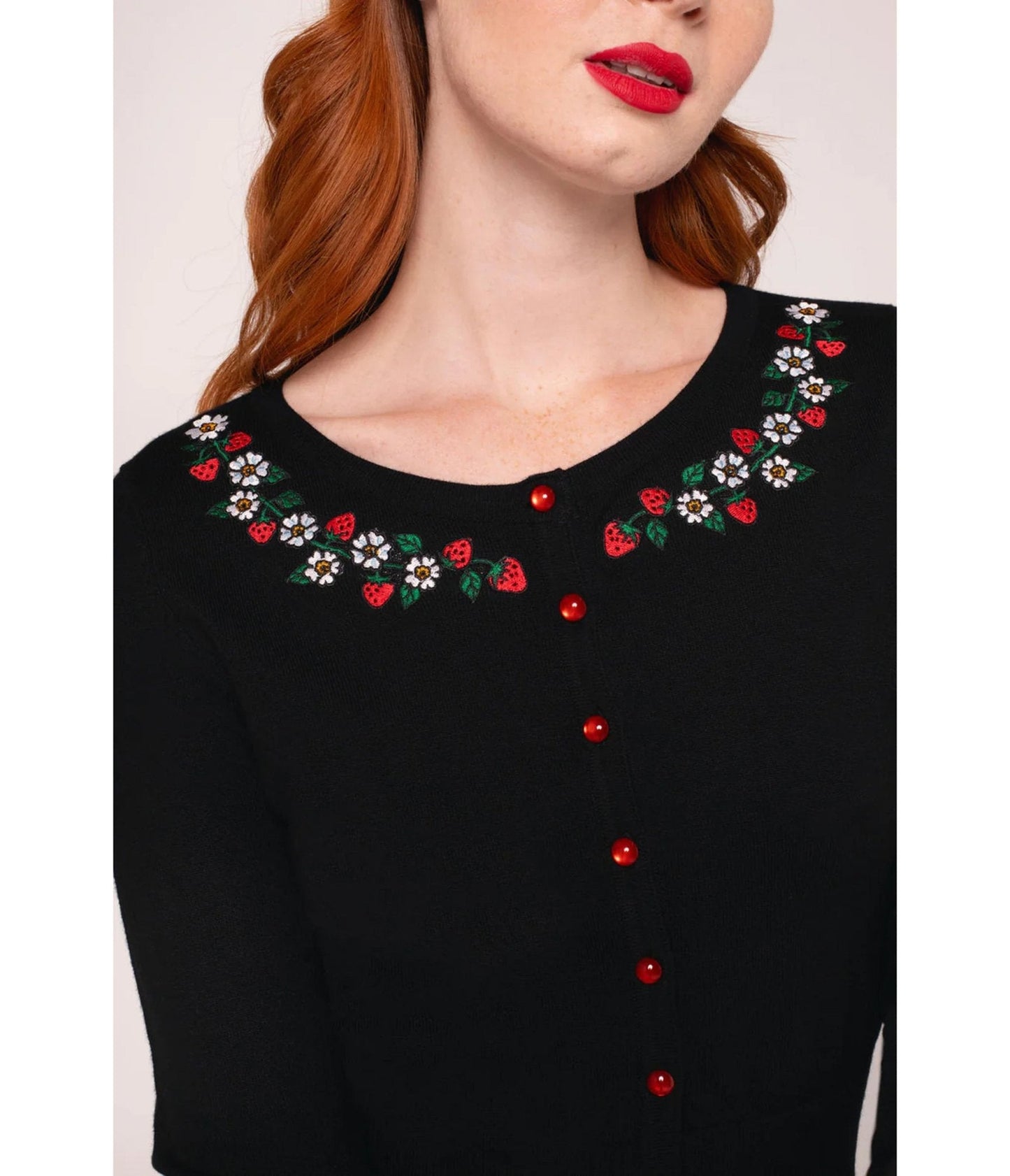 Hell Bunny Black Strawberry Francois Cardigan