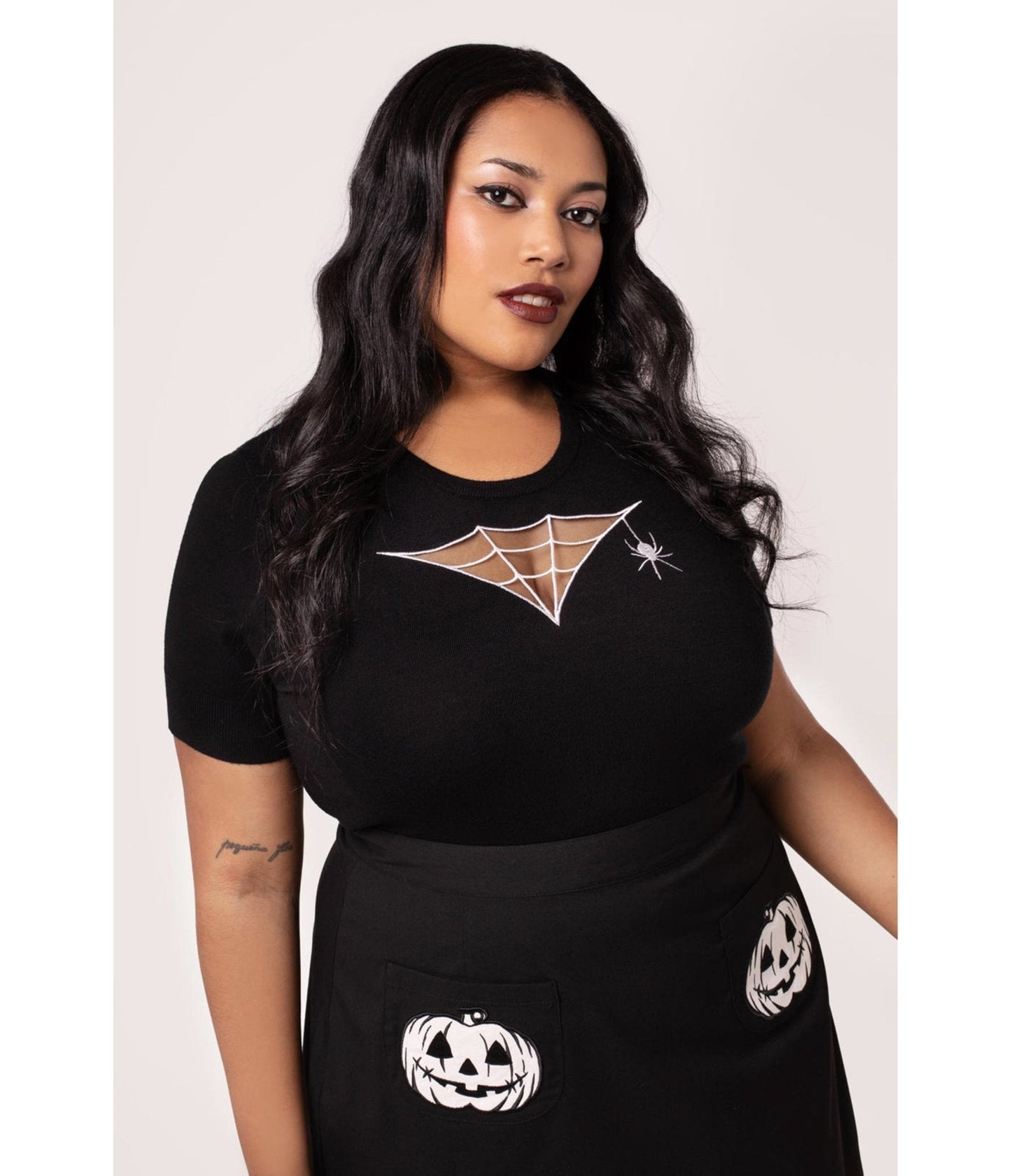 Hell Bunny Black & White Cobweb Cutout Top