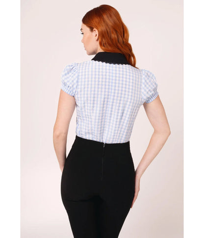 Hell Bunny Blue Gingham Beatrix Blouse