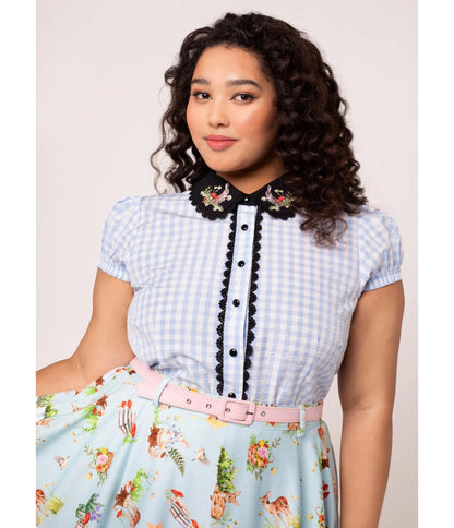 Hell Bunny Blue Gingham Beatrix Blouse