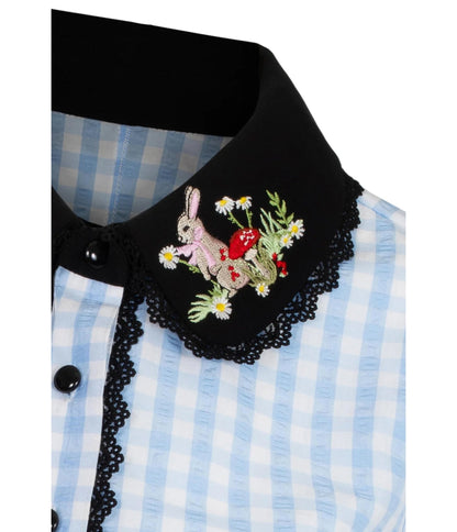 Hell Bunny Blue Gingham Beatrix Blouse