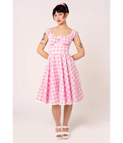 Hell Bunny Pink Gingham Swing Dress