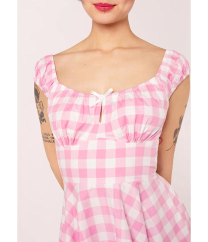 Hell Bunny Pink Gingham Swing Dress