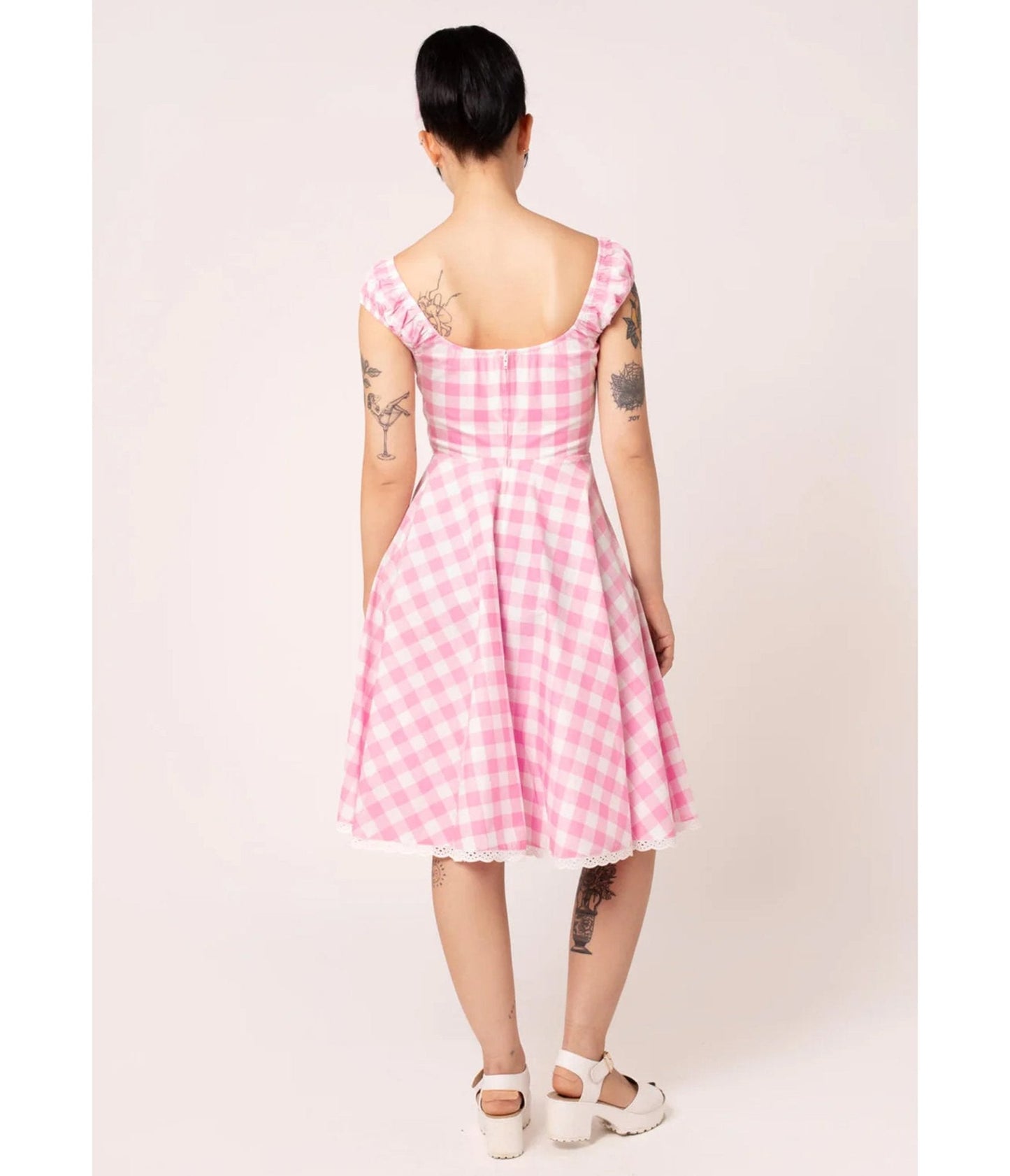 Hell Bunny Pink Gingham Swing Dress