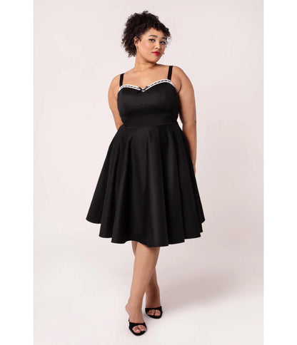 Hell Bunny Plus Size Black Contrast Trim Swing Dress