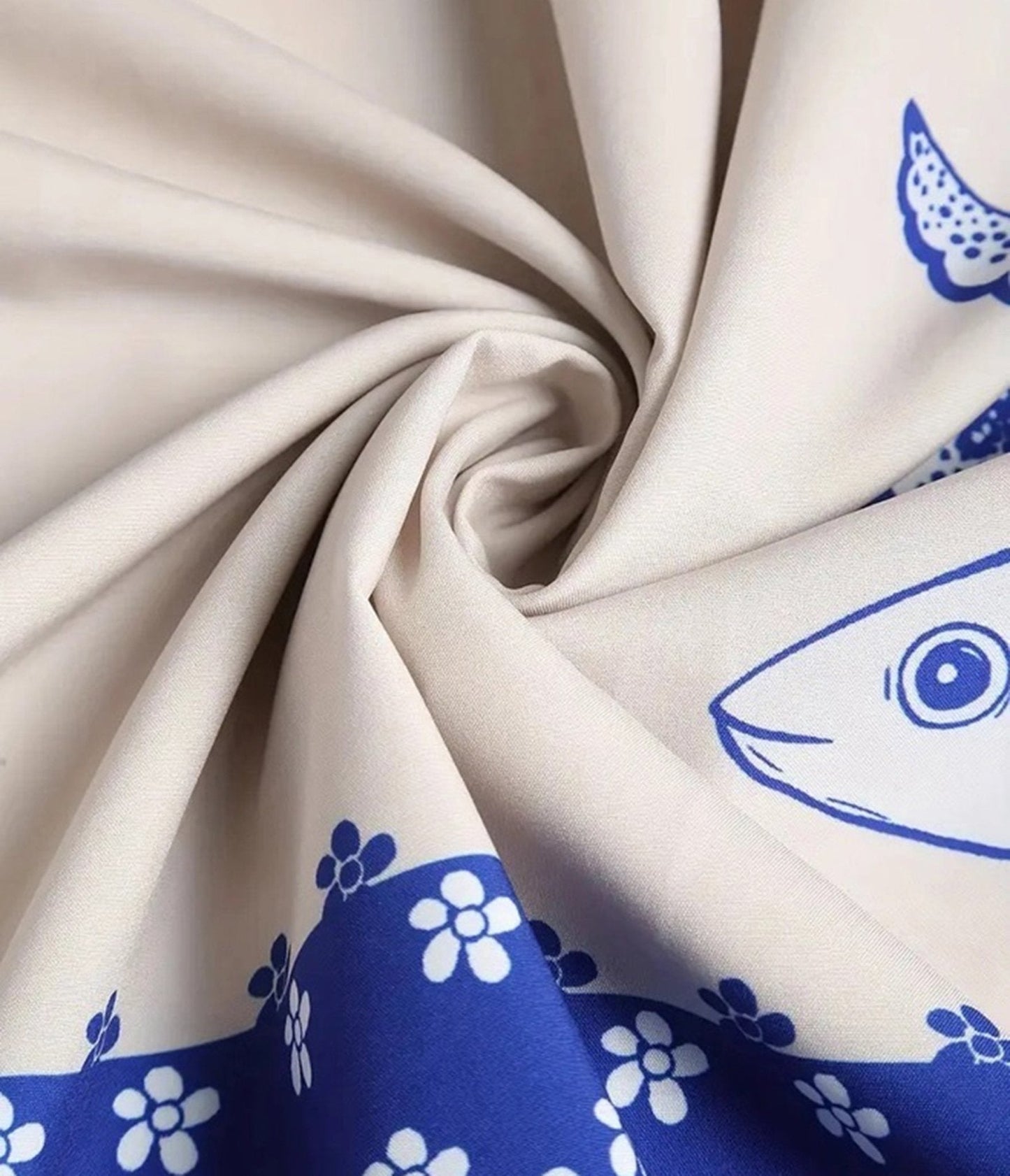 Ivory Sardine Print Spaghetti Strap Midi Dress