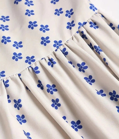 Ivory Sardine Print Spaghetti Strap Midi Dress