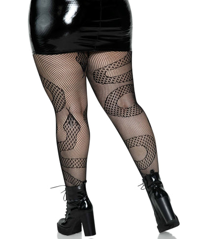 Leg Avenue Plus Size Black Snake Fishnets