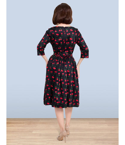 Lindy Bop Black Cherry Print Audrey Dress
