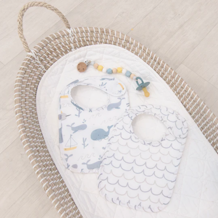 Living Textiles | 2 PK Muslin Bibs | Whale of a Time