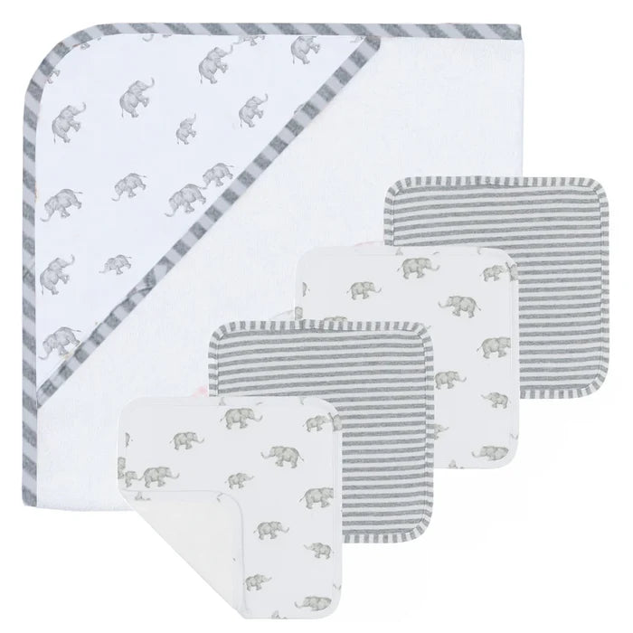 Living Textiles | 5PC Bath Gift Set | Grey Elephant