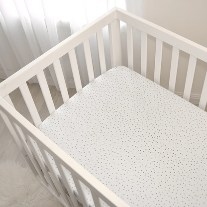 Living Textiles | Cotton Jersey Fitted Sheet | Grey Dots