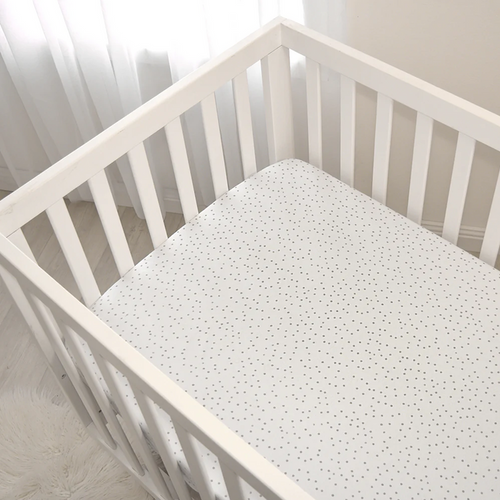 Living Textiles | Cotton Jersey Fitted Sheet | Grey Dots