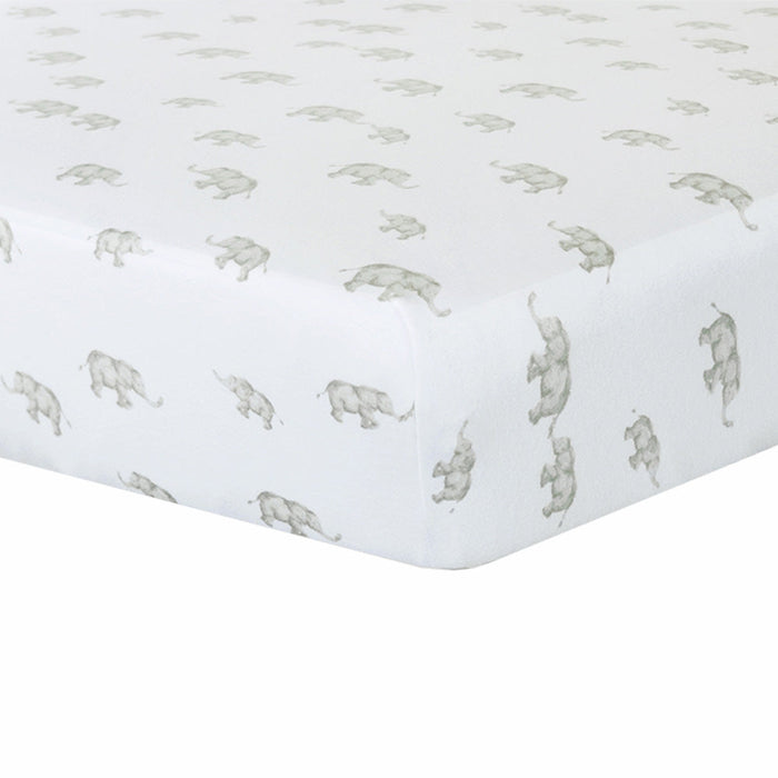 Living Textiles | Cotton Jersey Fitted Sheet | Grey Elephant