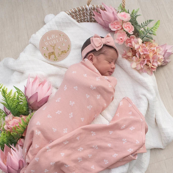 Living Textiles | Hello World Gift Set | Dusty Rose