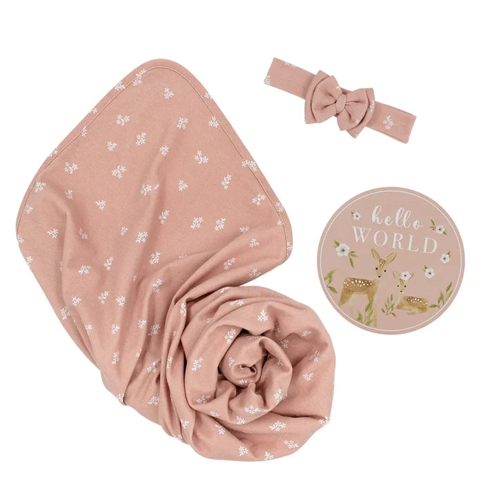 Living Textiles | Hello World Gift Set | Dusty Rose