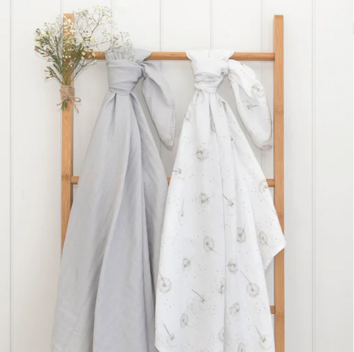 Living Textiles | Organic Muslin 2PK Swaddles | Dandelion