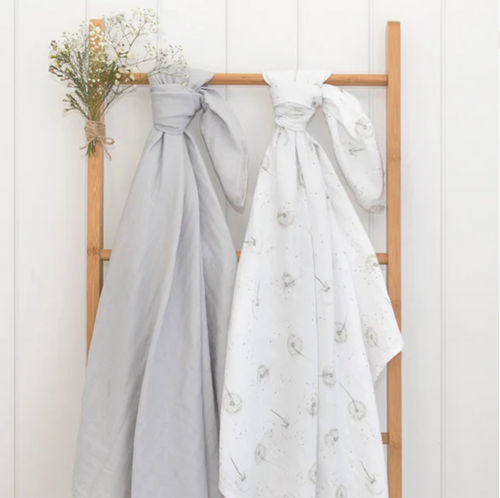 Living Textiles | Organic Muslin 2PK Swaddles | Dandelion