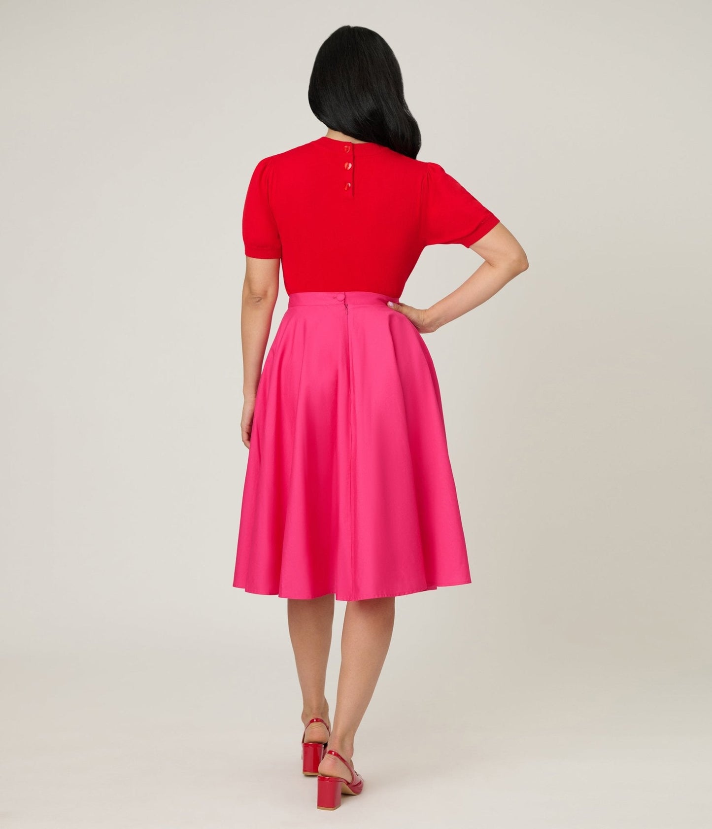 Magnolia Place Hot Pink Cotton Sally Swing Skirt