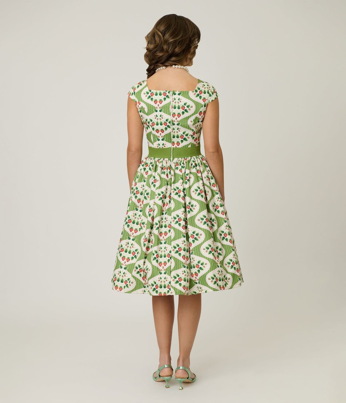 Magnolia Place Strawberry Wallpaper Anna Swing Dress