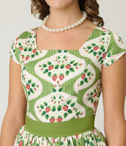Magnolia Place Strawberry Wallpaper Anna Swing Dress