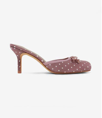 Mauve Polka Dot Ballerina Mule Heels