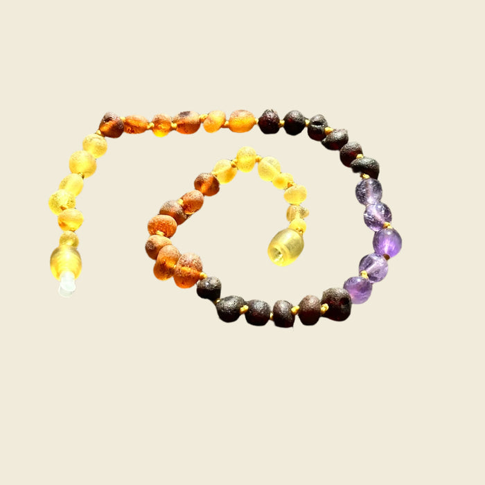 Momma Goose | Teething Necklace | Raw Rainbow with Amethyst