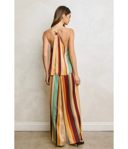 Multicolor Striped Wide Leg Pants