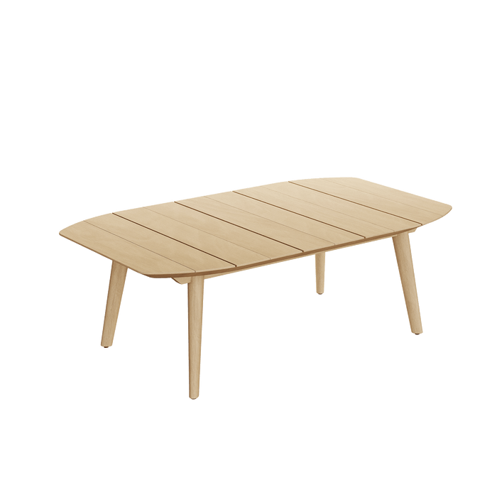 N1 luxury light teak outdoor furniture with mid century inspired rope detail garden coffee table
