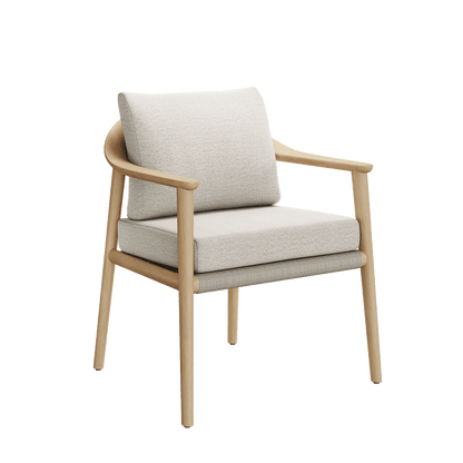 N1 Dining Chair Light Teak Rope Detailing Oatmeal Textured Weave Teak Wood