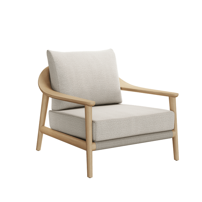 N1 Lounge Chair Light Teak Rope Detailing Oatmeal Textured Weave Teak Wood