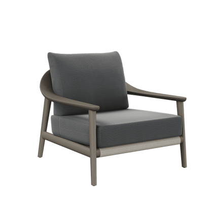 N1 Lounge Chair Dark Teak Rope Detailing Teak Wood Coal Textured Weave