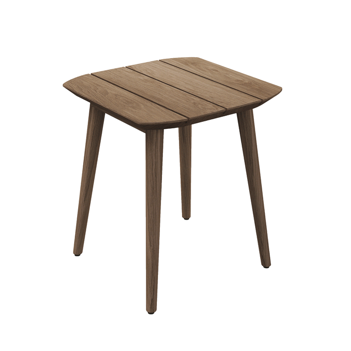N1 luxury dark teak outdoor furniture with mid century inspired shape side table product image