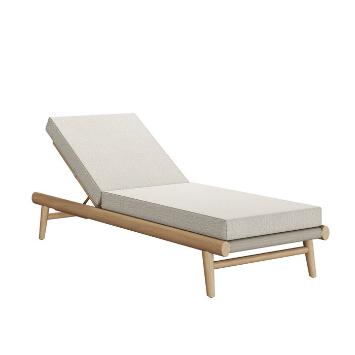 N1 Sun Lounger Light Teak Rope Detailing Oatmeal Textured Weave