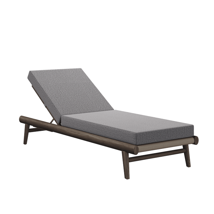 N1 luxury dark teak outdoor furniture with mid century inspired rope detail garden sun lounger