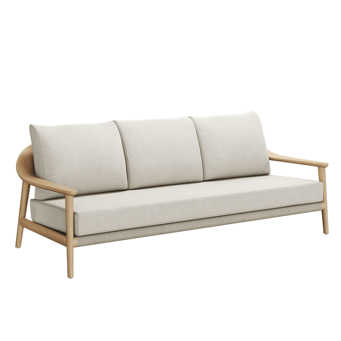 N1 Three Seater Sofa Light Teak Rope Detailing Oatmeal Textured Weave