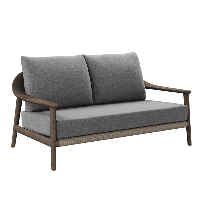 N1 Two Seater Sofa Dark Teak Rope Detailing Coal Textured Weave