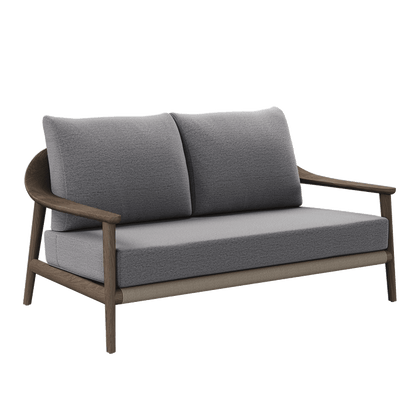 N1 Two Seater Sofa Dark Teak Rope Detailing Coal Textured Weave