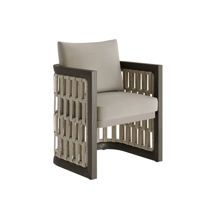 N2 Dining Chair Dark Teak Desert Canvas Aluminium Teak Wood