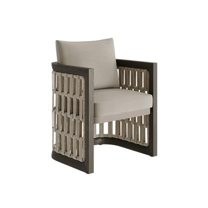 N2 Dining Chair Dark Teak Desert Canvas Aluminium Teak Wood