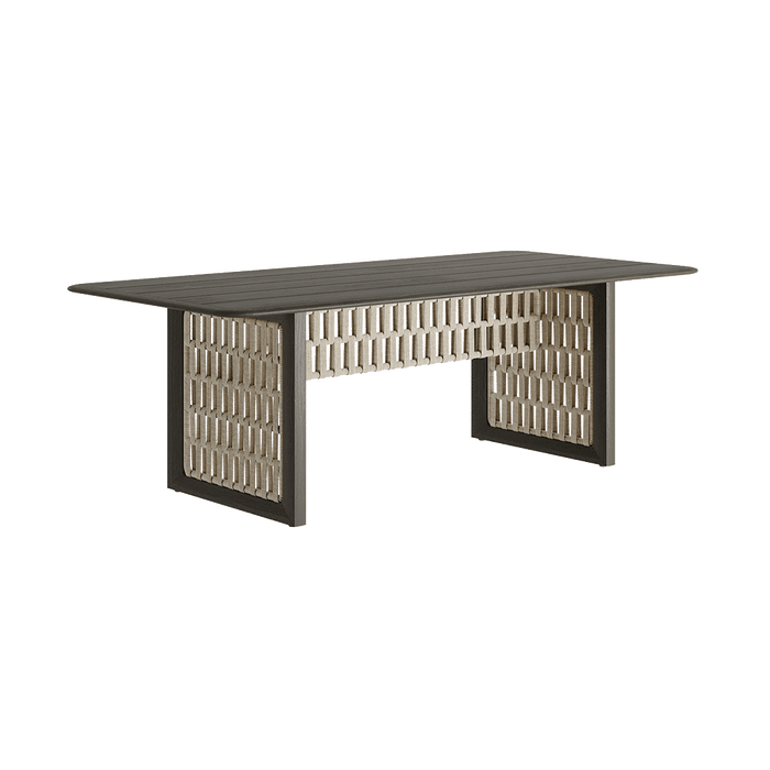 N2 Six Seater Dining Table Dark Teak Aluminium Teak Wood