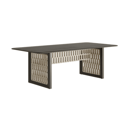 N2 Six Seater Dining Table Dark Teak Aluminium Teak Wood