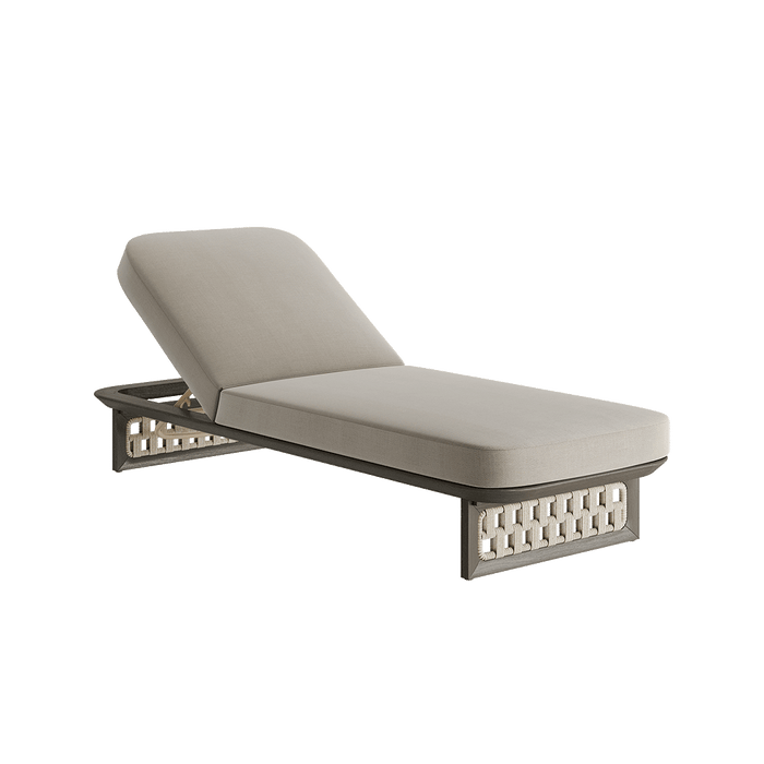 N2 sun lounger dark teak outdoor furniture with modern rattan rope detail product image