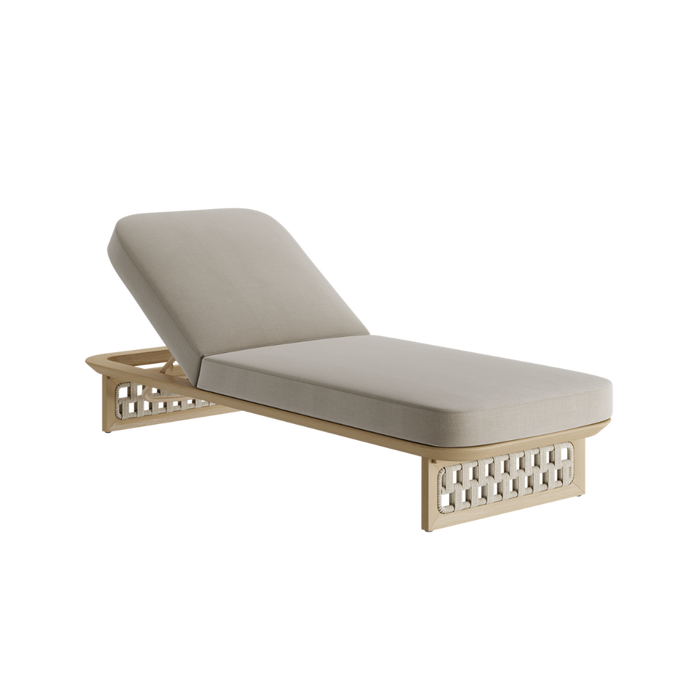 N2 Sun Lounger Light Teak Desert Canvas Aluminium Teak Wood