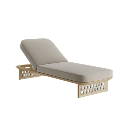 N2 Sun Lounger Light Teak Desert Canvas Aluminium Teak Wood