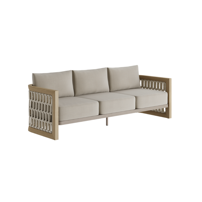 N2 Three Seater Sofa Light Teak Desert Canvas Aluminium Teak Wood